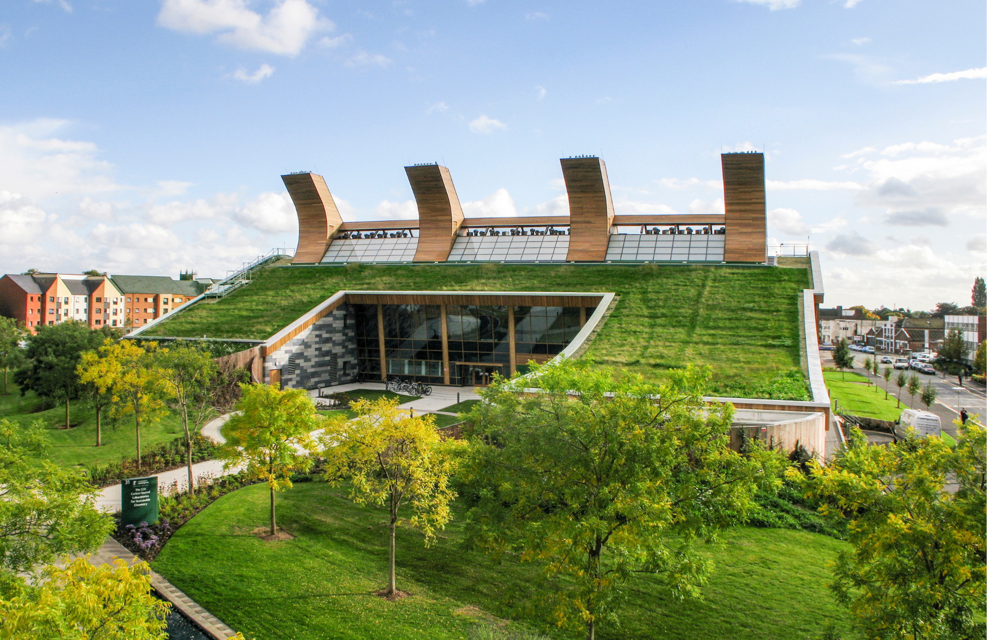 Sloped green roof on the CSC building