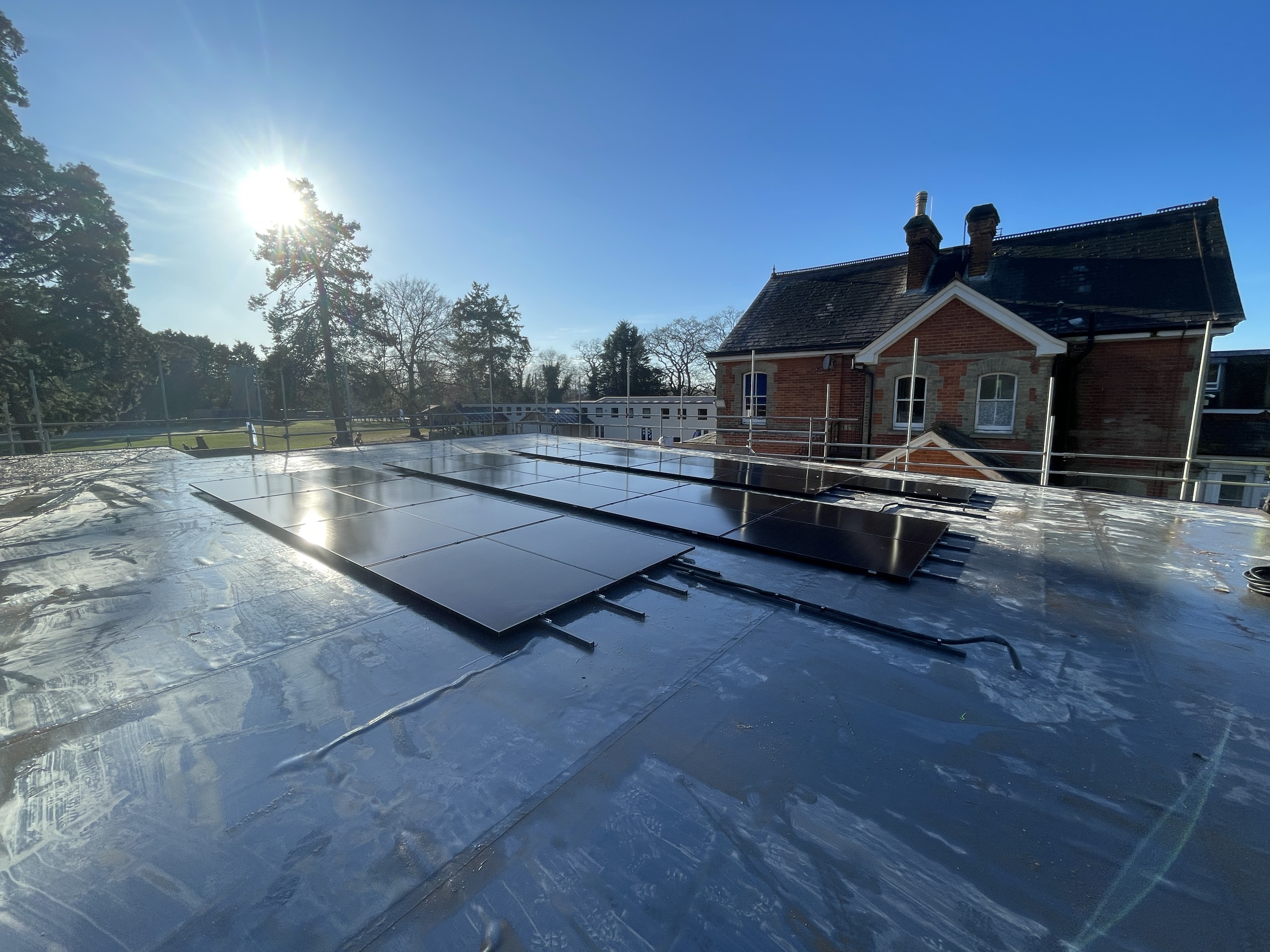 Solar panels on a school roof